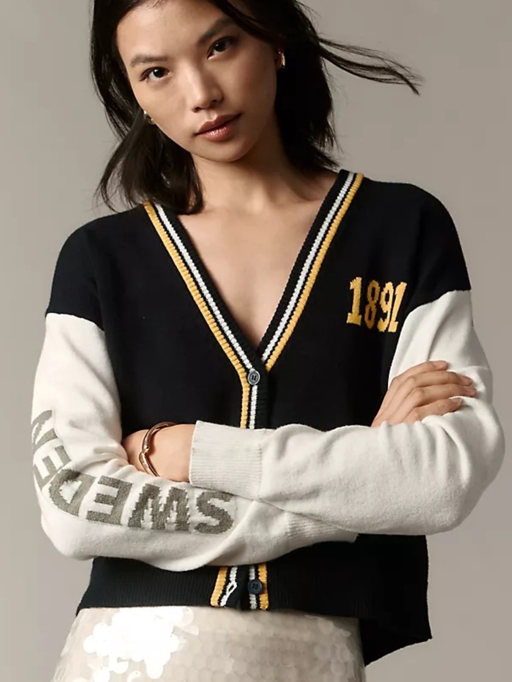 NWT- Tretorn Anthropologie Cropped Colorblock Sweden Cardigan Varsity Sweater
